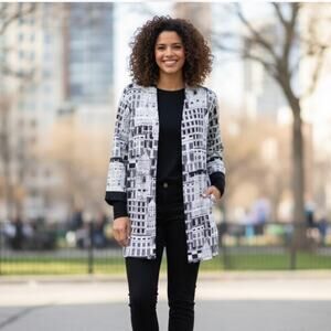 Vintage 80s Lady Carol New York City Scape Classic Architecture Kimono Caftan